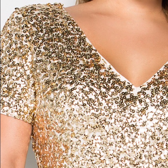 ✨LAST 1✨Gold Sequin Tulle Dress 2X - Picture 4 of 7